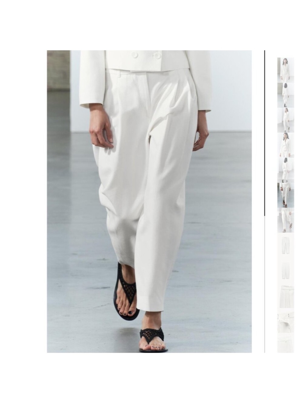 ZARA PLEATED BALLOON PANTS ZW COLLECTION OYSTER-WHITE - Picture 2 of 8